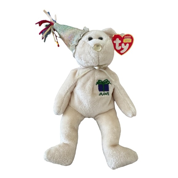 Ty June Birthday Retired Beanie Baby Bear Great Condition. - Picture 1 of 4